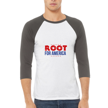 Load image into Gallery viewer, WAR Root For America Unisex 3/4 sleeve Raglan T-shirt
