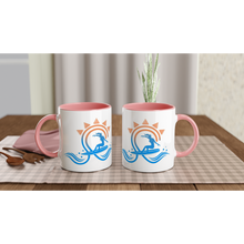 Load image into Gallery viewer, Surf City Diet White 11oz Ceramic Mug with Color Inside
